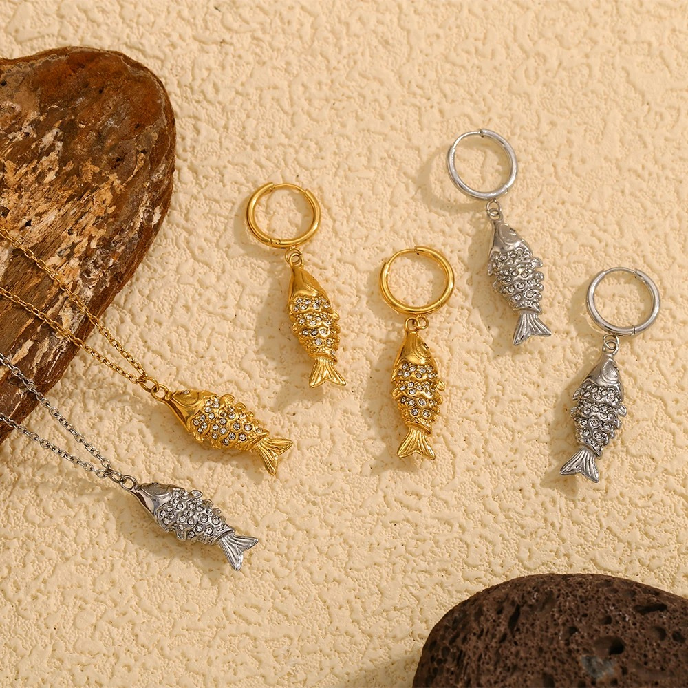 PENDIENTES DE PEZ BRILLANTE - ORO