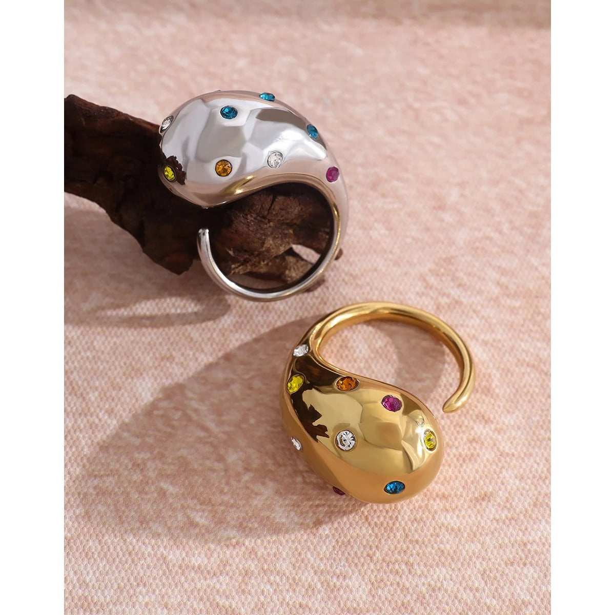 ANILLO LÍNEA DE COLOR - ORO