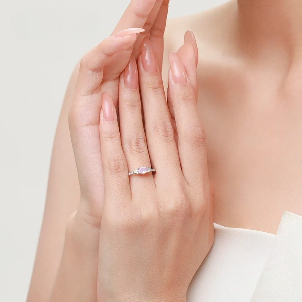 ANILLO DE PÉTALO ROSA - PLATA