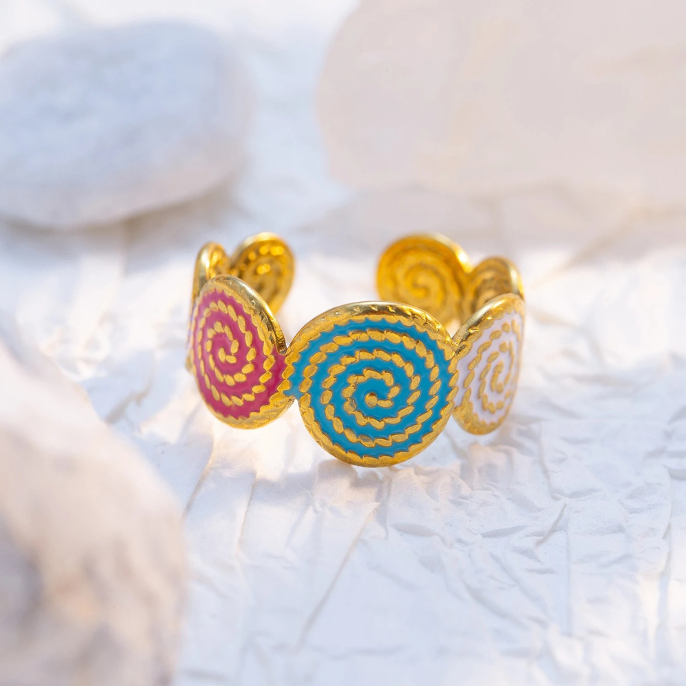 ANILLO LÍNEA DE COLOR - ORO