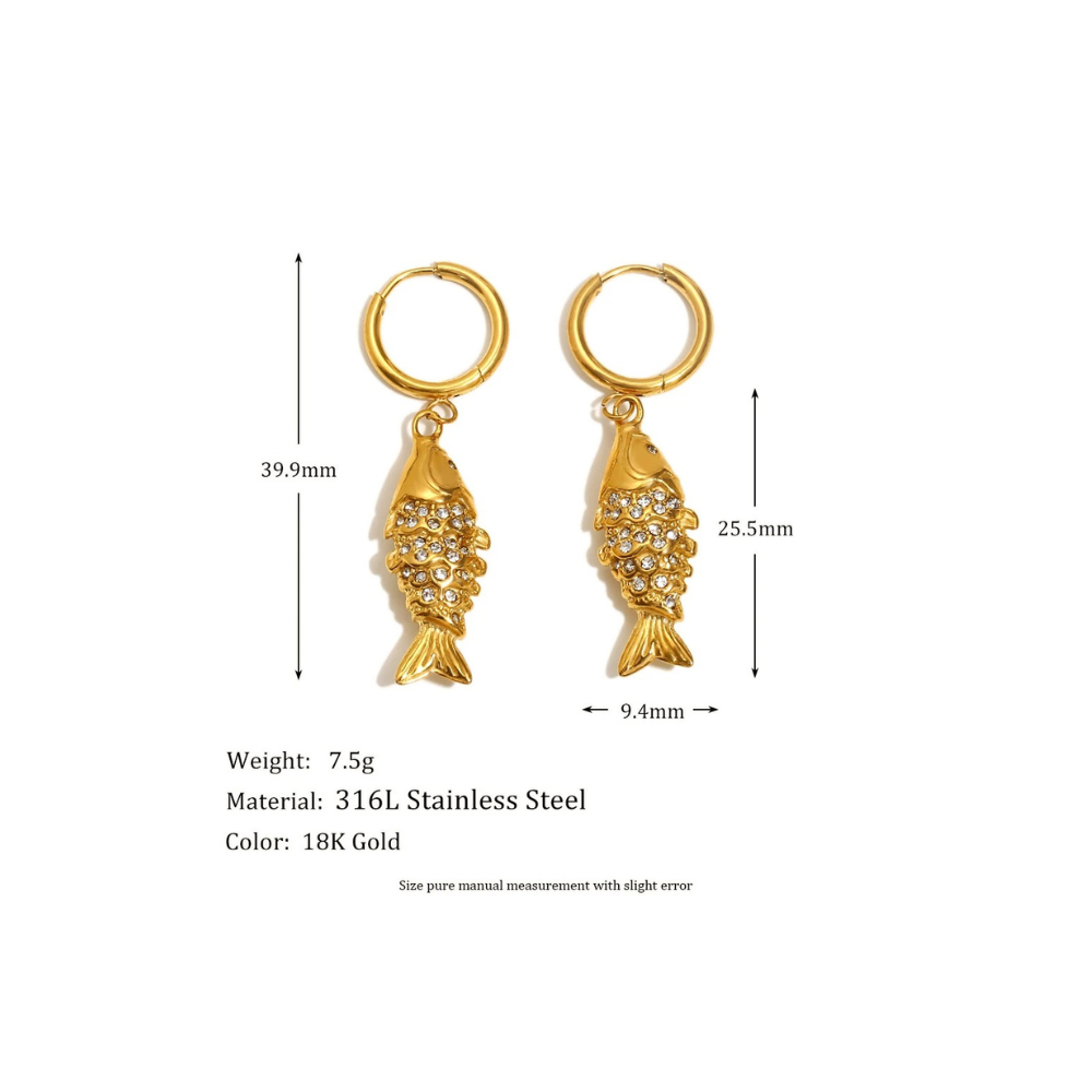 PENDIENTES DE PEZ BRILLANTE - ORO
