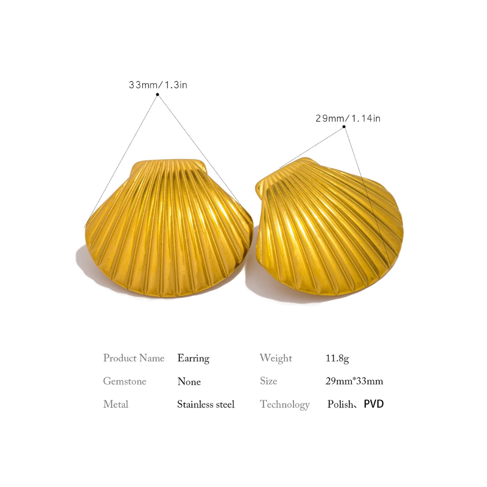 PENDIENTES DE CONCHA MARINA - ORO