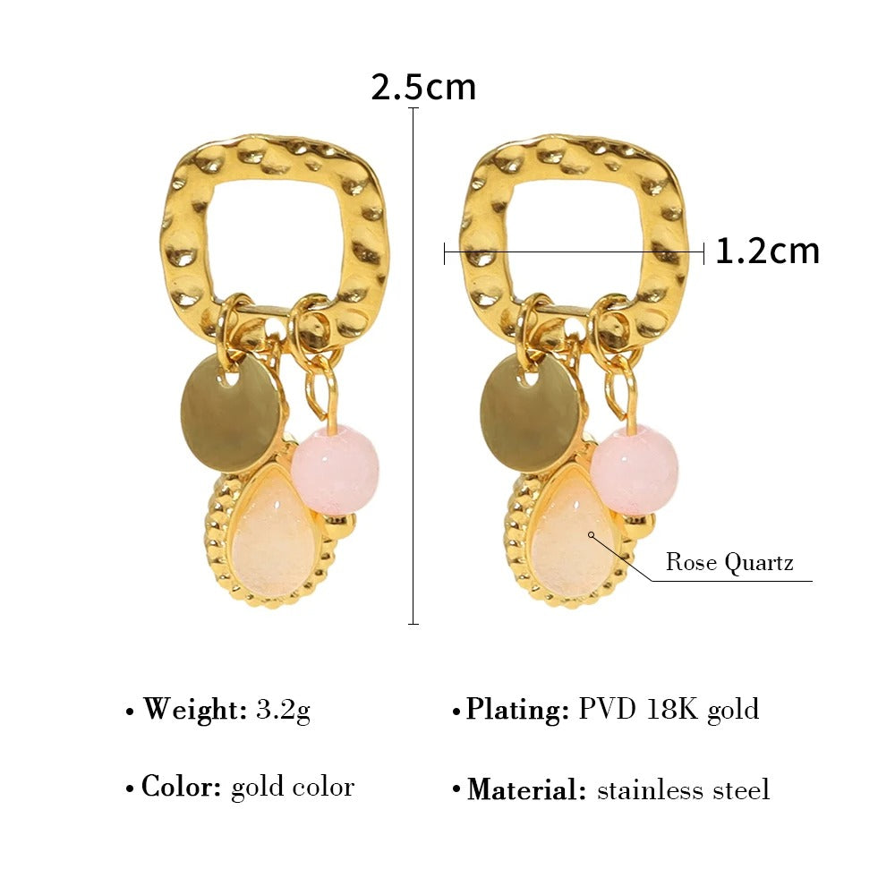PENDIENTES FLOR ROSA - ORO