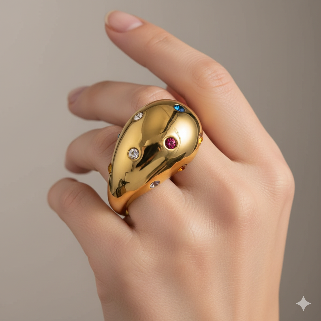 ANILLO LÍNEA DE COLOR - ORO
