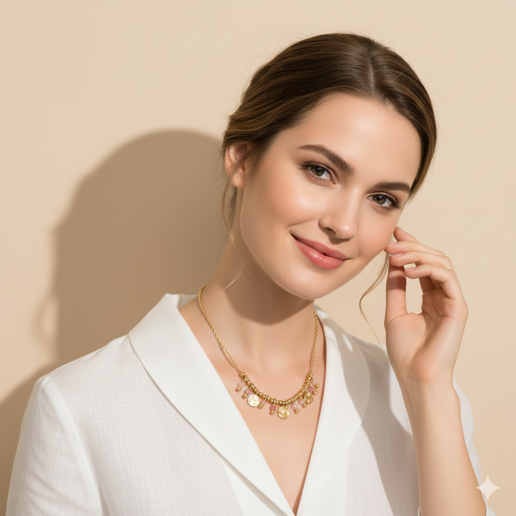 COLLAR DE PÉTALOS DE ROSA - ORO