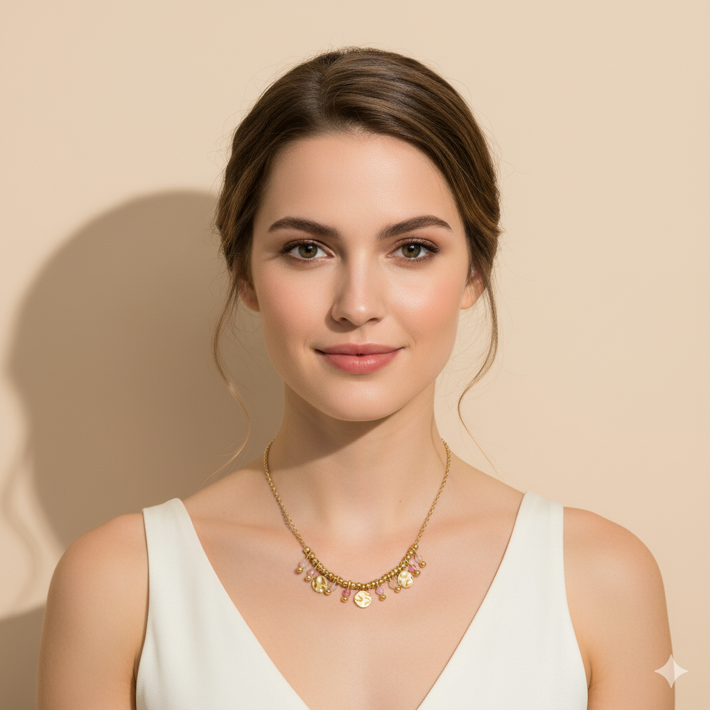COLLAR DE PÉTALOS DE ROSA - ORO