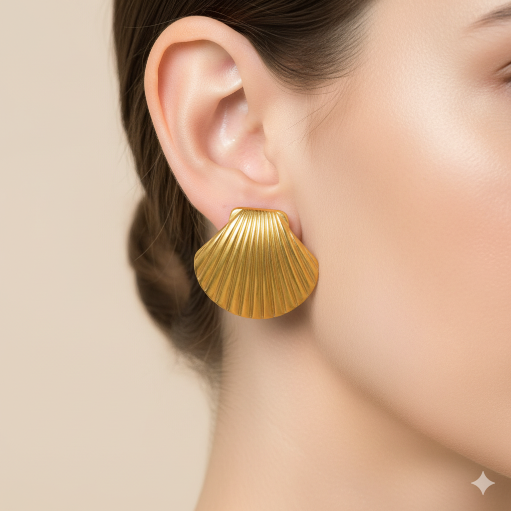 PENDIENTES DE CONCHA MARINA - ORO