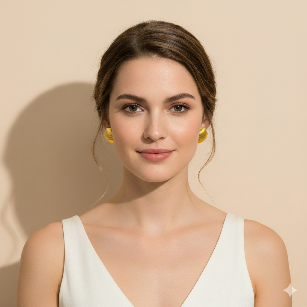 PENDIENTES DE CONCHA MARINA - ORO