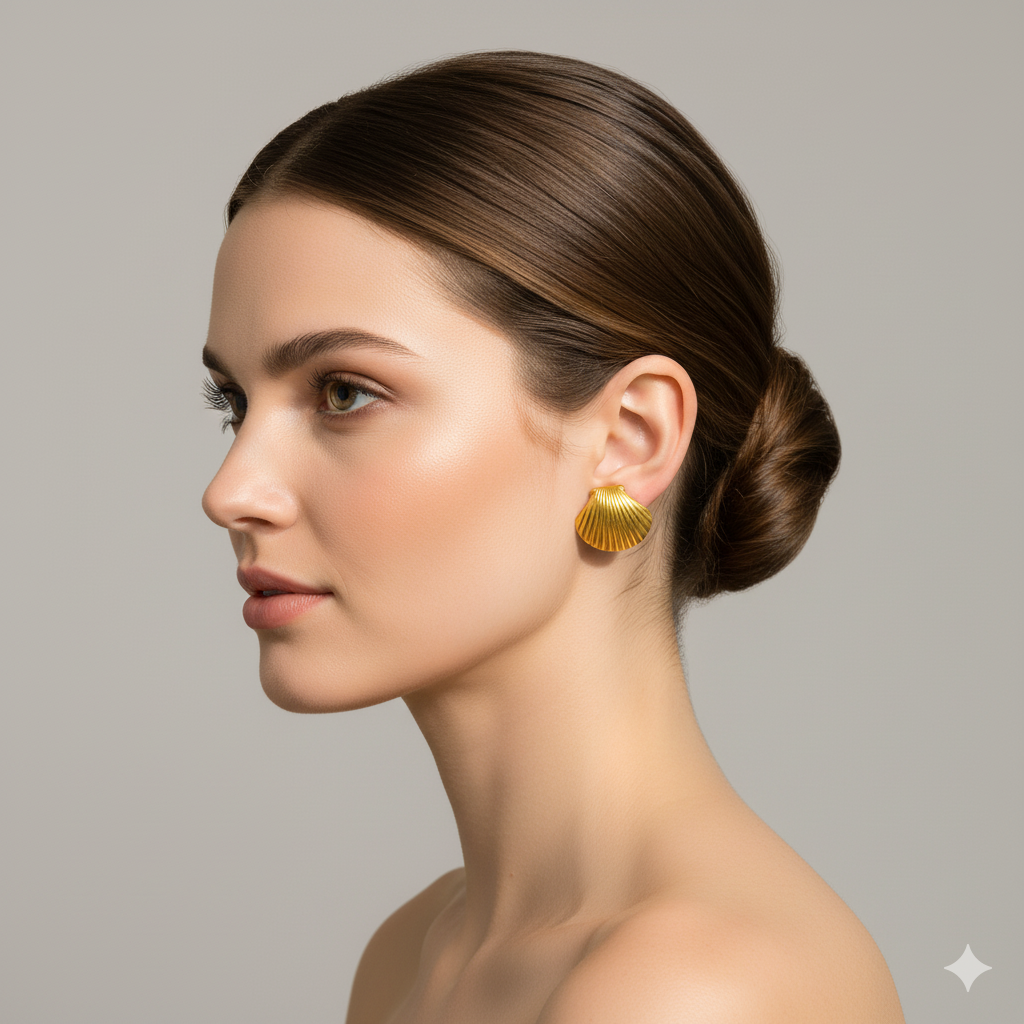 PENDIENTES DE CONCHA MARINA - ORO