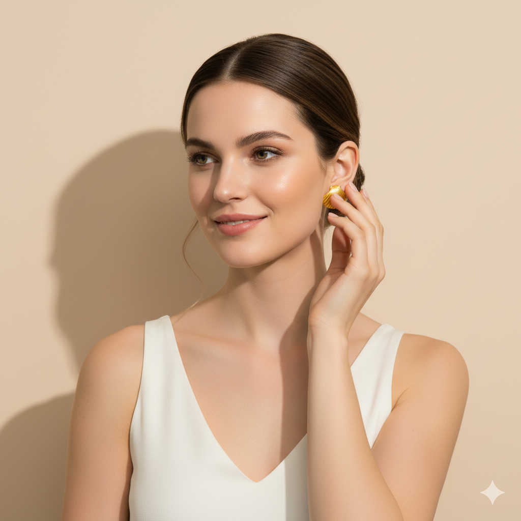 PENDIENTES DE CONCHA MARINA - ORO