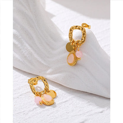 PENDIENTES FLOR ROSA - ORO