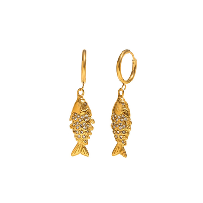 PENDIENTES DE PEZ BRILLANTE - ORO