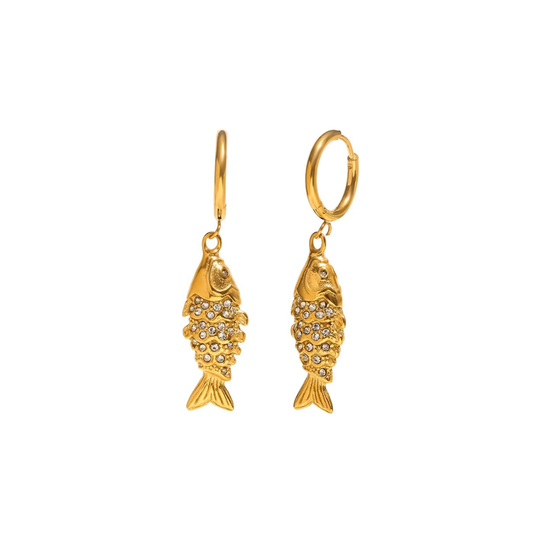PENDIENTES DE PEZ BRILLANTE - ORO