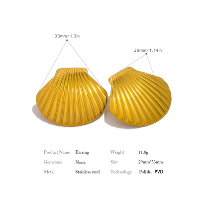 PENDIENTES DE CONCHA MARINA - ORO