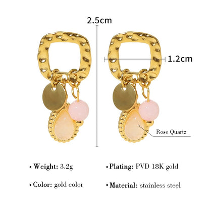 PENDIENTES FLOR ROSA - ORO