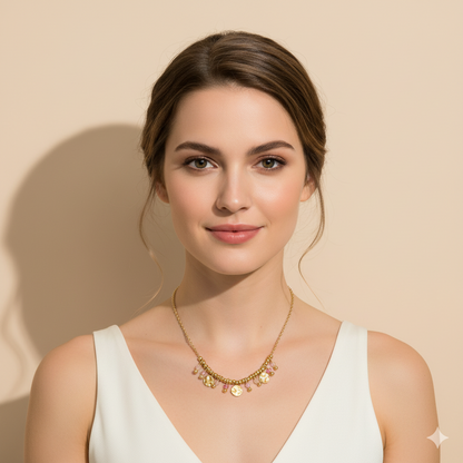 COLLAR DE PÉTALOS DE ROSA - ORO