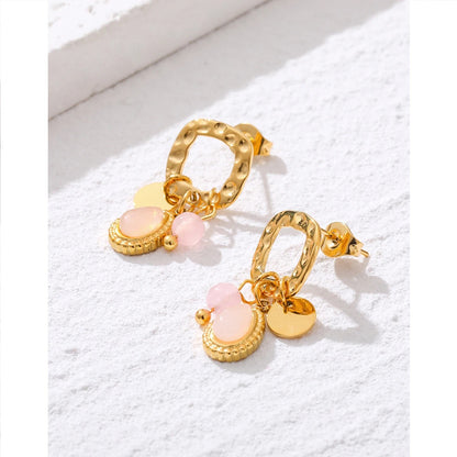 PENDIENTES FLOR ROSA - ORO
