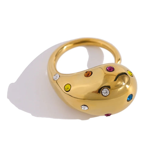 ANILLO LÍNEA DE COLOR - ORO